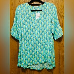 MAUI Aqua Green Dreams Structured Tunic | NWT | Size: XL